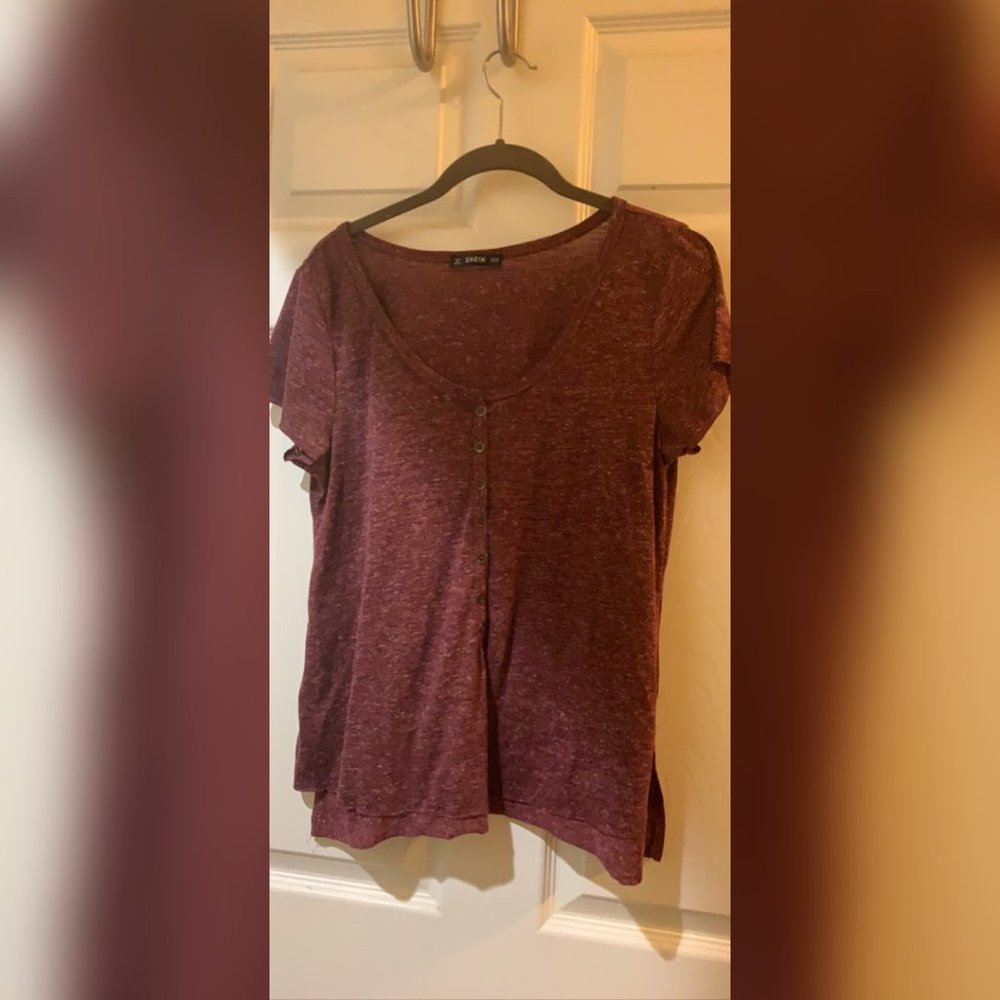 Medium Burgundy Button Down Cotton Shirt